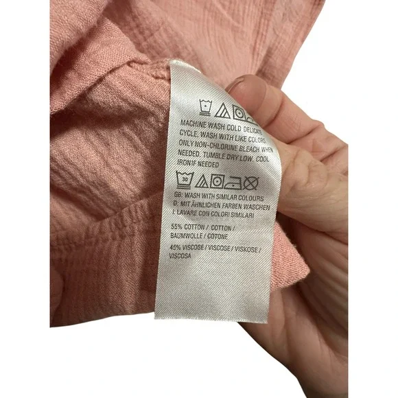 Any‎ Body Pink Gauze Tie Front Long Sleeve Button Up Shirt Women's Plus Size 2X - Picture 6 of 7